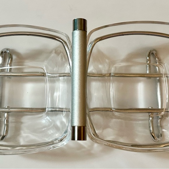 Vintage 60’ MCM Glass and Silver Dual Serveware - Picture 1 of 5